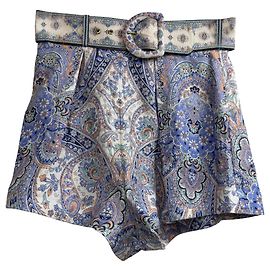 Shorts com estampa paisley com cinto Zimmermann em linho multicolorido Multicor