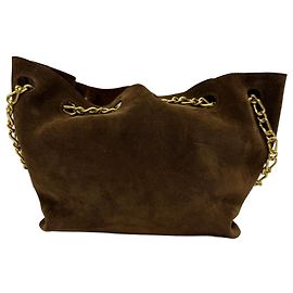 Bolsa tote com alça de corrente Nanushka em camurça marrom Marrom Vermelho