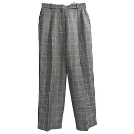 Sandro Karottenhose mit Karomuster aus grauem Leinen Grau