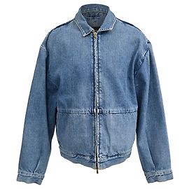 Fear of God Essentials Zip-Up Denim Jacket in Blue Cotton Blue