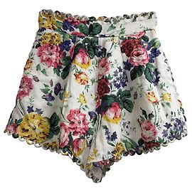 Shorts Allia com estampa floral Zimmermann em linho multicolorido Multicor