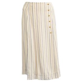 Falda midi plisada a rayas en seda crema de Chloé Blanco Crudo