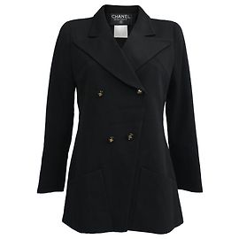 Chanel Double-Breasted Blazer in Black Wool Black