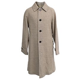Ralph Lauren Herringbone Belted Single-Belted Coat in Beige Wool Beige