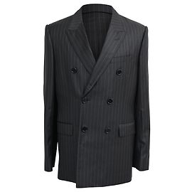 Céline Celine Pinstriped Double-breasted Blazer in Black Wool Black