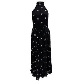 Zimmermann Polka-Dot High-Neck Midi Dress in Black Polyester  Black