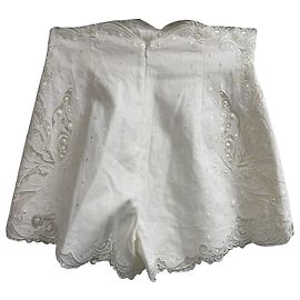 Shorts mini brodés Zimmermann en lin blanc Blanc Écru