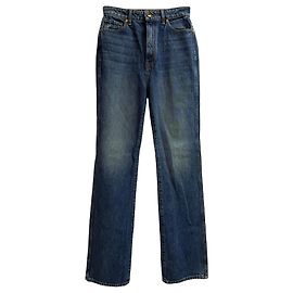 Jeans dritti a vita alta Khaite Danielle in cotone blu Blu