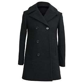 Céline Celine Double-Breasted Peacoat in Black Wool Black