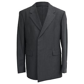 Prada Double-Breasted Hidden-Buttoned Blazer in Grey Wool Grey