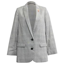 Zadig & Voltaire Plaid Single-Breasted Blazer in Grey Wool Grey