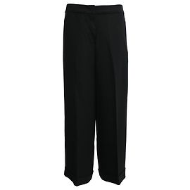 Calças retas com bainha dobrada Max Mara Studio em viscose preta Preto