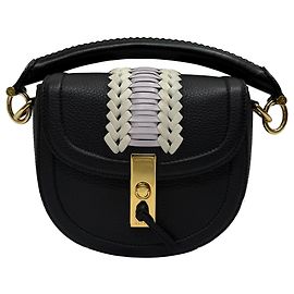 Altuzarra Mini Ghianda bestickte Handtasche aus schwarzem Leder Schwarz