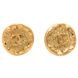 Boucles d'oreilles vintage clip Coco Mark de Chanel Doré