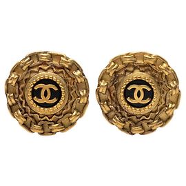 Goldplattierte Clip-Ohrringe Chanel Coco Mark Golden