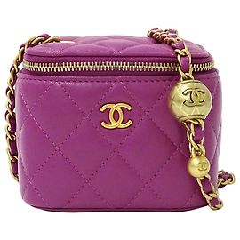Bolsa CHANEL Matelassé Coco Ball em couro de cordeiro roxo Roxo