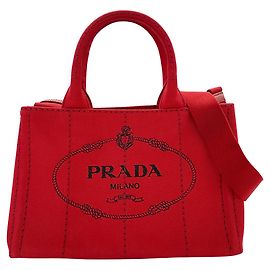 Prada Women's Canapa Canvas Handbag Red