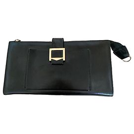 Max Mara Black Leather Clutch Bag Black