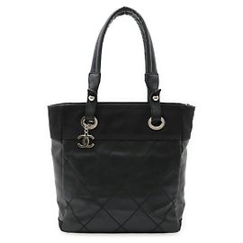 Chanel Paris Biarritz Coated Canvas 2way Tote Bag Black