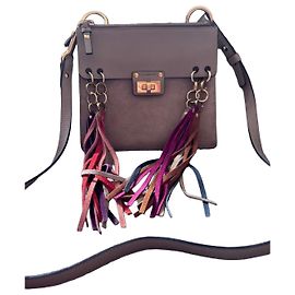 Chloé Bolsa de Ombro de Couro e Camurça Chloe Jane Multicor Bege