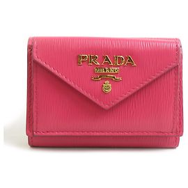 Prada Women's Pink Leather Tri-fold Wallet Pink