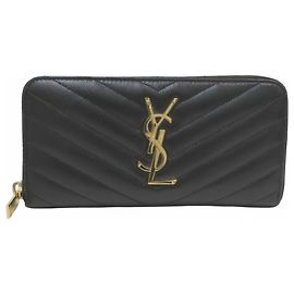 Yves Saint Laurent Monogram Leder Langbörse Schwarz