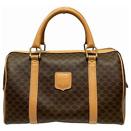 Céline Bolsa Boston Celine em couro Macadam Marrom