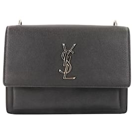 Sac à bandoulière en cuir Sunset Cassandra d'Yves Saint Laurent Noir