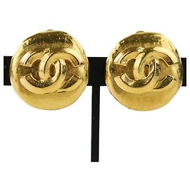 Pendientes de Clip en Círculo con la Marca Coco de Chanel Dorado
