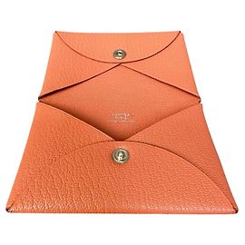 Monedero Hermès Calvi en piel de cabra rosa Rosa