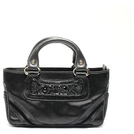 Céline Celine Mini Micro Boogie Satin-Handtasche Schwarz
