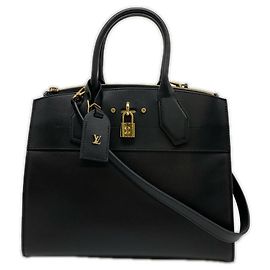 Bolsa City Steamer MM Noir em couro de bezerro Louis Vuitton Preto