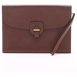 Hermès Hermes Leather Clutch Bag Pouch Brown