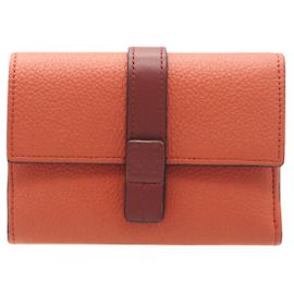Carteira tri-fold em couro de bezerro grão macio Loewe Laranja