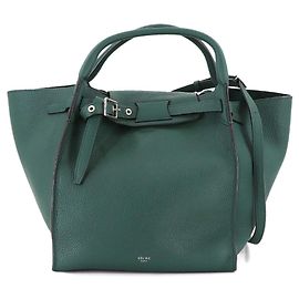 Céline Celine Big Bag Small em couro verde Verde