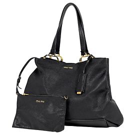 Borsa Tote Madras Miu Miu Nero