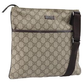 Borsa a Spalla GG Supreme in PVC Beige e Argento di GUCCI 141626 Auth 172783 Argento Beige