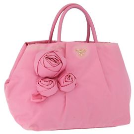 PRADA Sac à main en nylon rose doré Auth 172515A Rose Doré