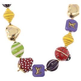 LOUIS VUITTON Brasserie Phrase Necklace Metal Multicolor LV Auth BA11148V Multiple colors