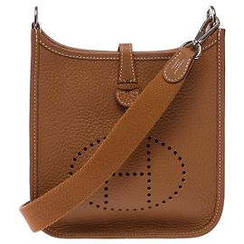Hermès Bolsa HERMES Mini Evelyne em Couro Dourado - 103279 Dourado