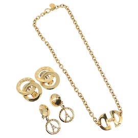 Collana Spilla Christian Dior metallo 3 pezzi tono oro Auth ka2819 Altro
