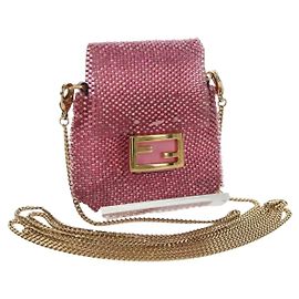 FENDI Beads Pico Bucket Halskette aus Metall Rosa Auth 172421M Pink