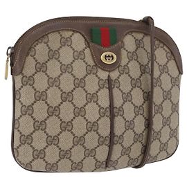 Gucci Borsa GG Supreme Web Sherry Line PVC Beige Oro 904 02 047 Auth LNZ296 Beige D'oro