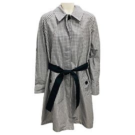Dorothée Schumacher Dorothee Schumacher Grey / White Gingham Check Micro Coat with Belt Grey