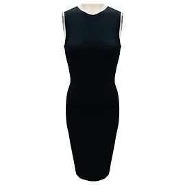 Vestido de cóctel negro sin mangas ajustado de punto de Alexander McQueen con espalda de encaje tipo capucha. Negro