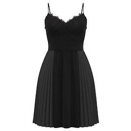 Vestido de coquetel de renda preta plissada sem mangas Givenchy Preto