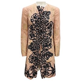Valentino Garavani Valentino Light Pink / Black Embroidered Full Zip Silk Mini Dress Pink