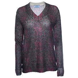Pull en V imprimé rose et vert de Prada Rose Vert