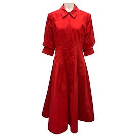 Jonathan Simkhai Simkhai Crimson Jazz Pintuck Midi Kleid Rot