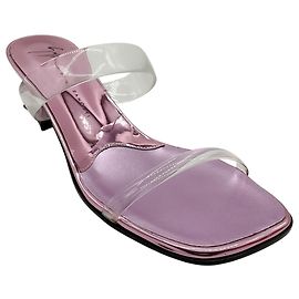 Gianvito Rossi Pink Metallic Leather Sandals with PVC Straps Pink
